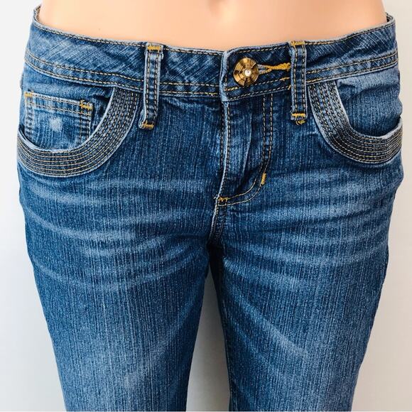 Y2k Phat Fashions Silver Label Jeans Flare Leg Iconic Cat Logo on back pocket - Picture 3 of 16